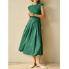 image:imageImily Bela Womens Casual Cap Sleeve Midi Dress  Crewneck Swing Flowy Empire Waist Summer 2025 TrendyGreen