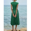 image:imageImily Bela Womens Casual Cap Sleeve Midi Dress  Crewneck Swing Flowy Empire Waist Summer 2025 TrendyGreen