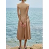 image:imageImily Bela Womens Casual Cap Sleeve Midi Dress  Crewneck Swing Flowy Empire Waist Summer 2025 TrendyKhaki