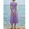 image:imageImily Bela Womens Casual Cap Sleeve Midi Dress  Crewneck Swing Flowy Empire Waist Summer 2025 TrendyLight Purple