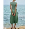 image:imageImily Bela Womens Casual Cap Sleeve Midi Dress  Crewneck Swing Flowy Empire Waist Summer 2025 TrendyMint