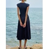 image:imageImily Bela Womens Casual Cap Sleeve Midi Dress  Crewneck Swing Flowy Empire Waist Summer 2025 TrendyNavy