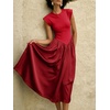 image:imageImily Bela Womens Casual Cap Sleeve Midi Dress  Crewneck Swing Flowy Empire Waist Summer 2025 TrendyWine Red