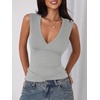 image:imageImily Bela Womens Sexy Plunge Deep V Neck Going Out Tank Top Summer Sleeveless Slim Fitted Workout Tops Grey