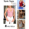 image:imageImily Bela Womens Sexy Plunge Deep V Neck Going Out Tank Top Summer Sleeveless Slim Fitted Workout Tops Sky Blue