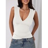 image:imageImily Bela Womens Sexy Plunge Deep V Neck Going Out Tank Top Summer Sleeveless Slim Fitted Workout Tops White