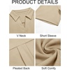 image:imageImily Bela Womens Short Sleeve Polo Shirts V Neck Collared TopsApricot