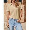 image:imageImily Bela Womens Short Sleeve Polo Shirts V Neck Collared TopsApricot