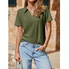 image:imageImily Bela Womens Short Sleeve Polo Shirts V Neck Collared TopsArmy Green