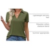 image:imageImily Bela Womens Short Sleeve Polo Shirts V Neck Collared TopsArmy Green