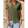 image:imageImily Bela Womens Short Sleeve Polo Shirts V Neck Collared TopsArmy Green