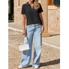 image:imageImily Bela Womens Short Sleeve Polo Shirts V Neck Collared TopsBlack