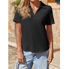 image:imageImily Bela Womens Short Sleeve Polo Shirts V Neck Collared TopsBlack