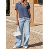 image:imageImily Bela Womens Short Sleeve Polo Shirts V Neck Collared TopsBlue Gray