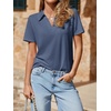image:imageImily Bela Womens Short Sleeve Polo Shirts V Neck Collared TopsBlue Gray