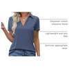 image:imageImily Bela Womens Short Sleeve Polo Shirts V Neck Collared TopsBlue Gray