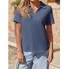 image:imageImily Bela Womens Short Sleeve Polo Shirts V Neck Collared TopsBlue Gray