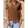 image:imageImily Bela Womens Short Sleeve Polo Shirts V Neck Collared TopsBrown