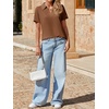 image:imageImily Bela Womens Short Sleeve Polo Shirts V Neck Collared TopsBrown