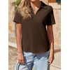 image:imageImily Bela Womens Short Sleeve Polo Shirts V Neck Collared TopsCoffee