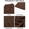 image:imageImily Bela Womens Short Sleeve Polo Shirts V Neck Collared TopsCoffee
