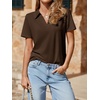 image:imageImily Bela Womens Short Sleeve Polo Shirts V Neck Collared TopsCoffee