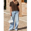 image:imageImily Bela Womens Short Sleeve Polo Shirts V Neck Collared TopsCoffee