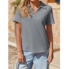 image:imageImily Bela Womens Short Sleeve Polo Shirts V Neck Collared TopsDark Gray