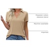 image:imageImily Bela Womens Short Sleeve Polo Shirts V Neck Collared TopsKhaki