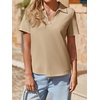 image:imageImily Bela Womens Short Sleeve Polo Shirts V Neck Collared TopsKhaki