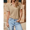 image:imageImily Bela Womens Short Sleeve Polo Shirts V Neck Collared TopsKhaki