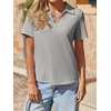 image:imageImily Bela Womens Short Sleeve Polo Shirts V Neck Collared TopsLight Gray