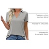 image:imageImily Bela Womens Short Sleeve Polo Shirts V Neck Collared TopsLight Gray