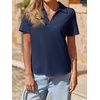 image:imageImily Bela Womens Short Sleeve Polo Shirts V Neck Collared TopsNavy