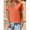 image:imageImily Bela Womens Short Sleeve Polo Shirts V Neck Collared TopsOrange