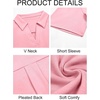 image:imageImily Bela Womens Short Sleeve Polo Shirts V Neck Collared TopsPink