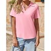 image:imageImily Bela Womens Short Sleeve Polo Shirts V Neck Collared TopsPink