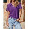 image:imageImily Bela Womens Short Sleeve Polo Shirts V Neck Collared TopsPurple