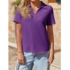 image:imageImily Bela Womens Short Sleeve Polo Shirts V Neck Collared TopsPurple