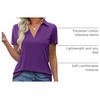 image:imageImily Bela Womens Short Sleeve Polo Shirts V Neck Collared TopsPurple