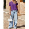image:imageImily Bela Womens Short Sleeve Polo Shirts V Neck Collared TopsPurple