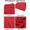 image:imageImily Bela Womens Short Sleeve Polo Shirts V Neck Collared TopsRed