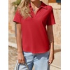 image:imageImily Bela Womens Short Sleeve Polo Shirts V Neck Collared TopsRed