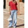 image:imageImily Bela Womens Short Sleeve Polo Shirts V Neck Collared TopsRed