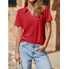 image:imageImily Bela Womens Short Sleeve Polo Shirts V Neck Collared TopsRed