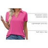 image:imageImily Bela Womens Short Sleeve Polo Shirts V Neck Collared TopsRose Red