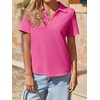 image:imageImily Bela Womens Short Sleeve Polo Shirts V Neck Collared TopsRose Red