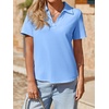 image:imageImily Bela Womens Short Sleeve Polo Shirts V Neck Collared TopsSky Blue