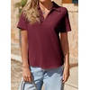 image:imageImily Bela Womens Short Sleeve Polo Shirts V Neck Collared TopsWine Red