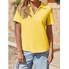 image:imageImily Bela Womens Short Sleeve Polo Shirts V Neck Collared TopsYellow